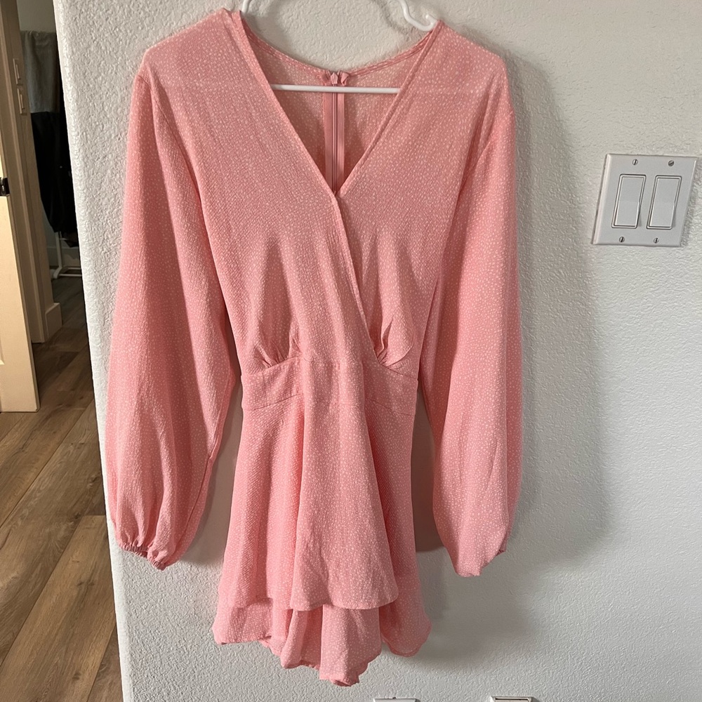 Pink long sleeve romper skirt size L